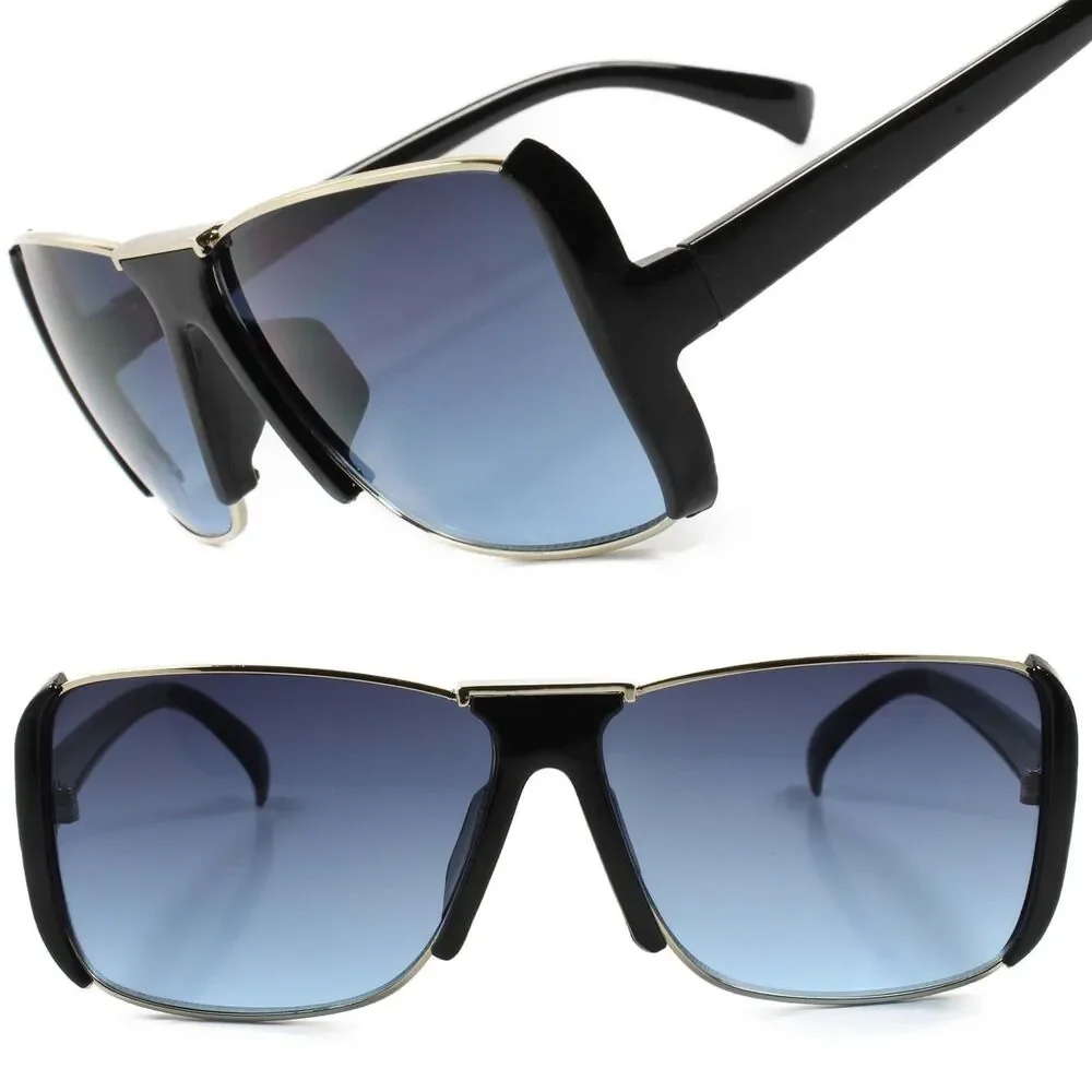 Unique Cool Retro 80s 90s Stylish Fashion Hip Hop Square Sunglasses Black Frame